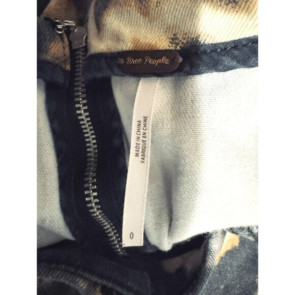 Free People Womens S 0 Midnight Bleach Dyed Denim Mini Skirt Cotton Back Zip - Picture 4 of 4
